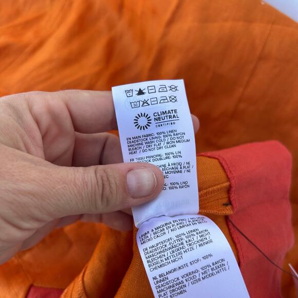 New Reformation Sara Linen Midi Dress Orange Nectarine Pink Sundress 2 Mod - Picture 13 of 13